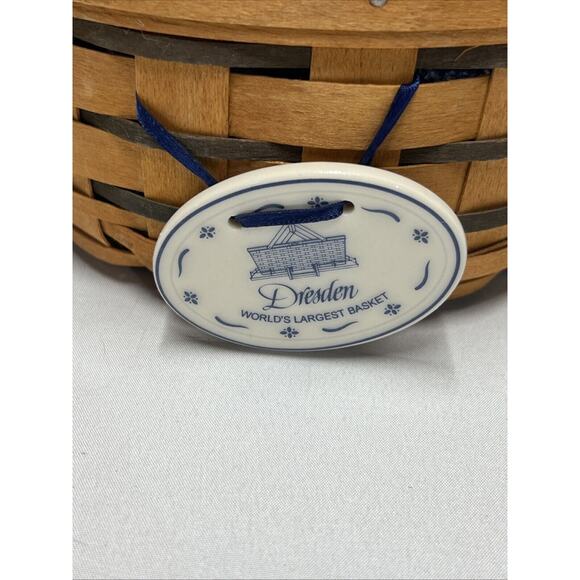 1995 Longaberger Heartland Button Basket w/Liner & Dresden Tie-On 7"RD x 3"H - Picture 2 of 5
